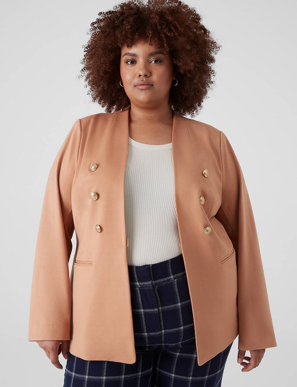 Lane Bryant Ponte Bryant Collarless Blazer NWT Tan Beige Women’s plus size 22